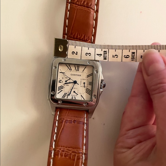 watch.  santos 100 leather strap stainless steel - Picture 10 of 16